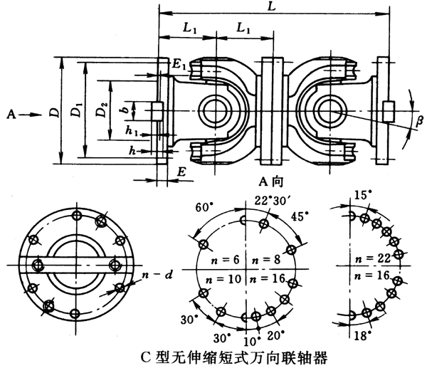 C型無伸縮短式萬向聯(lián)軸器（JB/T3241-91）