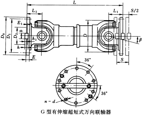 G型有伸縮超短式萬向聯(lián)軸器（JB/T3241-91）