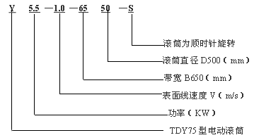 TDY75型油冷式電筒滾筒型號說明