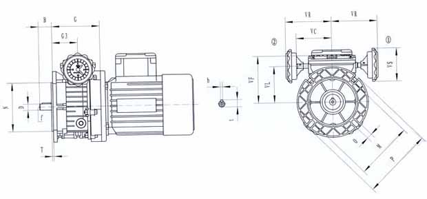 TXF行星錐盤無(wú)級(jí)變速器基本型尺寸