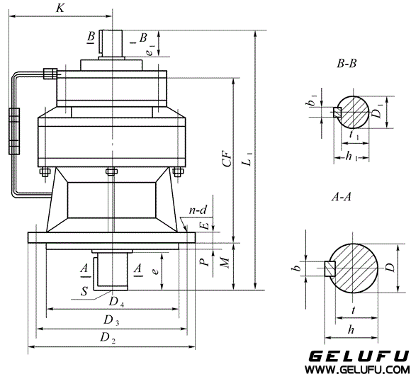 XLE、XLED擺線針輪減速機(jī)外形及安裝尺寸