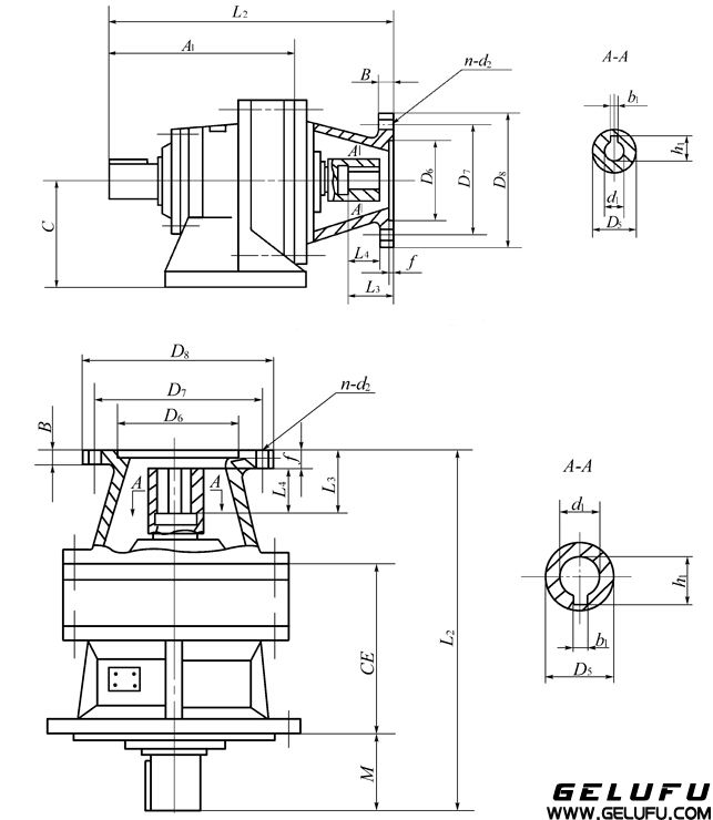 X系列擺線針輪減速機(jī)接盤安裝外形及安裝尺寸