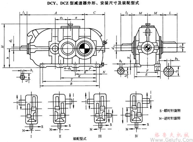 DCY160、DCZ160、DCY180、DCZ180、DCY200、DCZ200、DCY224、DCZ224、DCY250、DCZ250、DCY280、DCZ280、DCY315、DCZ315、DCY355、DCZ355、DCY400、DCZ400、DCY450、DCZ450、DCY500、DCZ500、DCY560、DCZ560、DCY630、DCZ630、DCY710、DCZ710、DCY800、DCZ800減速機外形、安裝尺寸及裝配型式JB/T9002-1999