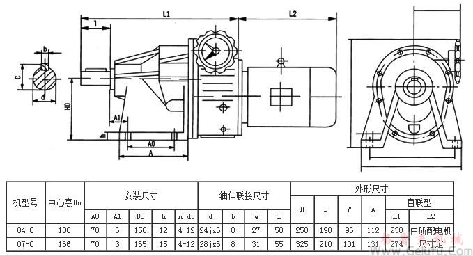 MBWY-CT陶機(jī)專(zhuān)用減速機(jī)外型及安裝尺寸