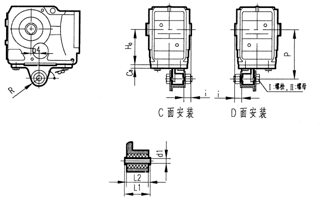 GKAT37-107型斜齒輪弧齒錐齒輪減速電機安裝結構圖尺寸